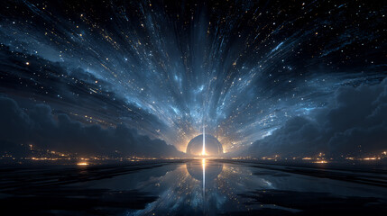 Fototapeta premium Cosmic horizon with glowing orb