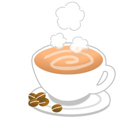 湯気の出ている温かいホットカフェオレ