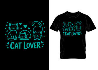 Minimalist Cat Lover Graphic Tee – Cute Kitty Illustration Vector Custom Creative Vintage Typography appeal cat lover mug, t-shirt, hoodie, and cloth design template