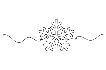 snowflakes minimalist one line drawing of winter for christmas outline vector