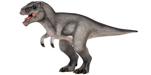 Illustration of a roaring Tyrannosaurus rex.