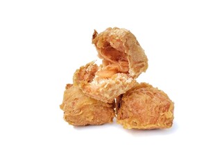 Gehu or Indonesian food made from fried tofu filled with bean sprouts and spices isolated on white background