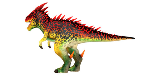 Colorful dinosaur figurine with vibrant spikes