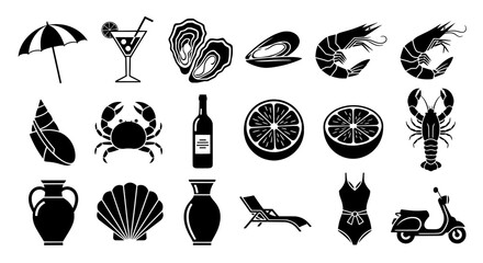 Summer vacation icon set