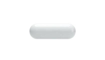 Isolated white, glossy capsule on a solid black background