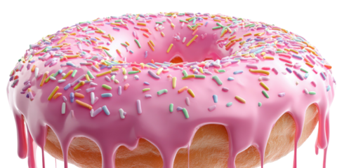 Pink donut w/ sprinkles and dripping icing