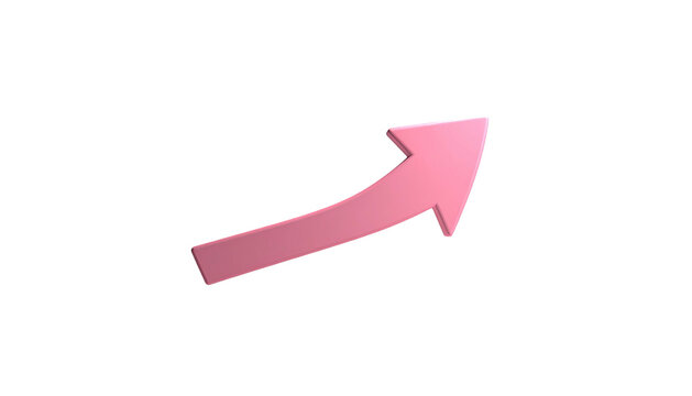 3D arrow, pink gradient, points diagonally, black background