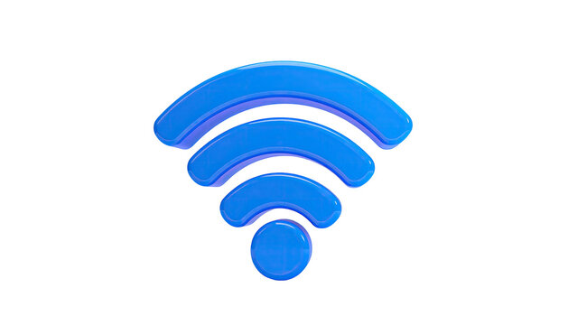 3D blue wifi symbol over black background, glossy and rounded