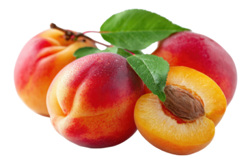 Ripe, juicy stone fruits with vibrant orange and red hues