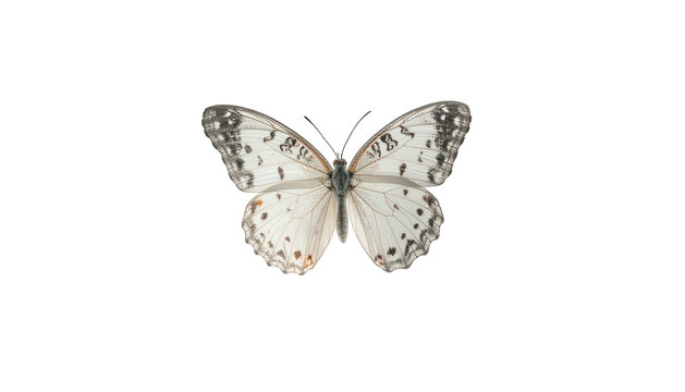 White butterfly with dotted wing borders, isolated