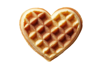 Heart-shaped waffle, golden brown. Tasty, centered view