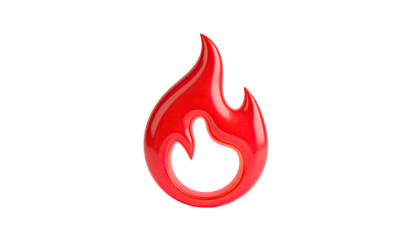 Red glossy fire emblem against black