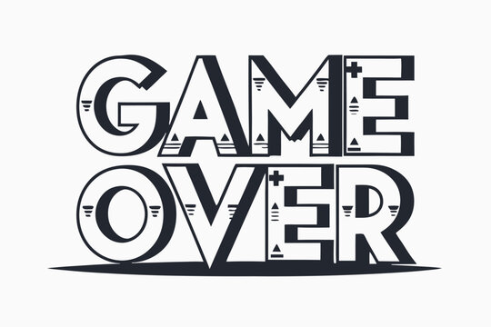 Creative game over lettering displays unique typography on a plain background, evoking retro style