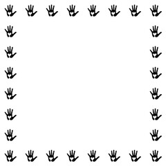 Handprint Heart Border Frame Black and White Vector Art Illustration