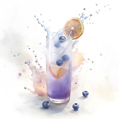 Blueberry Milk Splash with Floating Berries