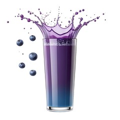 Blueberry Fruit Juice Splash in Glass