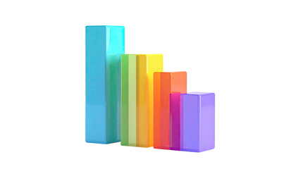 Gradient colored bars descending in height against a black background