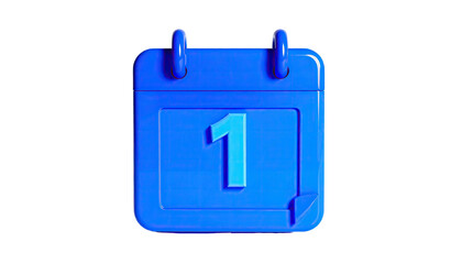 Blue calendar icon shows the number one on a black backdrop