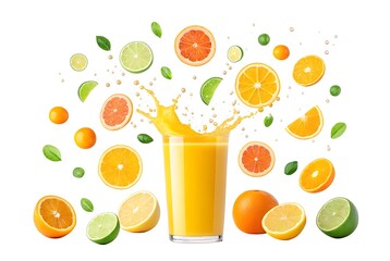 Fresh Citrus Orange Juice Splash Illustration