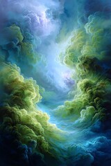 Fototapeta premium Abstract modern art, blue green colors