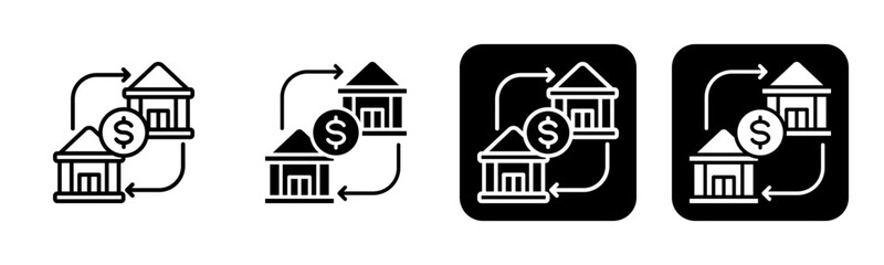 Bank Transfer Icon Line and Black Fill Style Collection