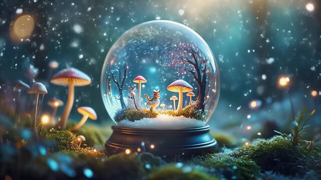 Fantasy Woodland Creature Snow Globe Magic