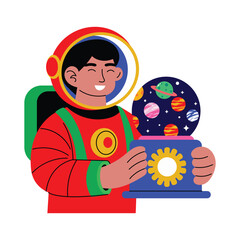 Astronaut see Galaxy Flat Vector Illustration EPS 10 File