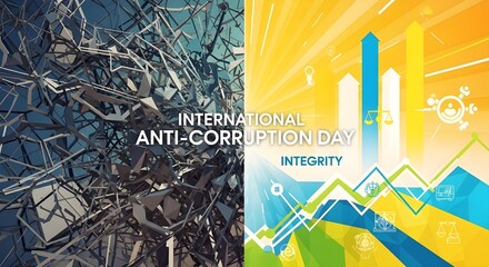 Empowering integrity for International Anti-Corruption Day with a modern graphic symbolizing transparency and ethical governance for a better world