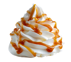 Creamy whipped swirl topped with golden caramel sauce drizzle