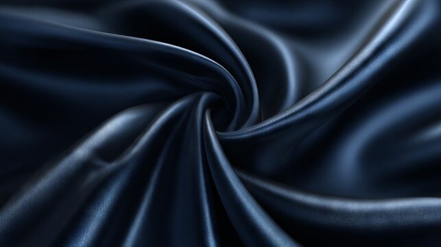 Elegant dark blue satin fabric with smooth waves and folds luxurious textile background for fashion design branding mockups and sophisticated product presentations