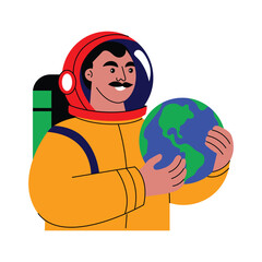Astronaut See Planet Flat Vector Illustration EPS 10 File