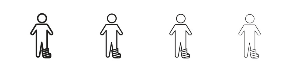 Man with broken leg icon. Simple graphic element set