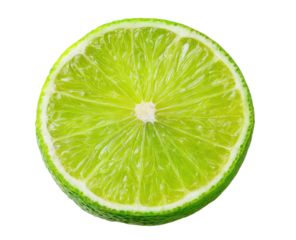 A vibrant, fresh lime slice with detailed segments and rind