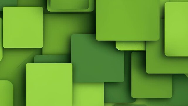 Abstract geometric composition featuring layered green square shapes on a textured background