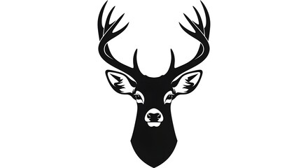 Stylized black silhouette of a deer head with antlers