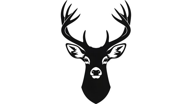 Stylized black silhouette of a deer head with antlers