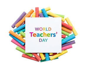 World teachers day chalk arrangement transparent background cutout png