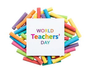 World teachers day chalk arrangement transparent background cutout png