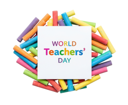 World teachers day chalk arrangement transparent background cutout png