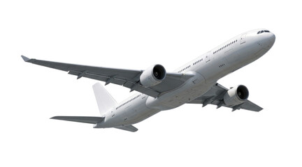 Fototapeta premium White airplane in flight transparent background cutout png