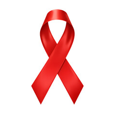 Red ribbon symbolizes aids awareness and support for patients on transparent background