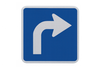 Road sign showing right turn direction indicating mandatory movement or information for drivers