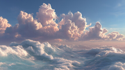 Dramatic Pink and Blue Cloudscape in Ethereal Sky