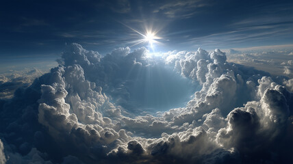 Heavenly Circular Cloud Formation with Divine Sunlight