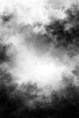 Abstract textured black and white watercolor grunge background with white central glow