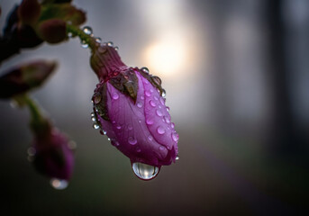 Dewdrops on Bud Before Bloom