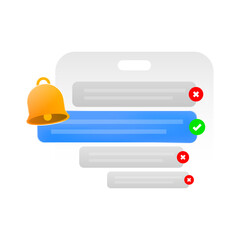 illustration of smartphone with multiple messages. notification filtering and user preference settings. concepts of mobile app settings, customizable alerts, push notification management control