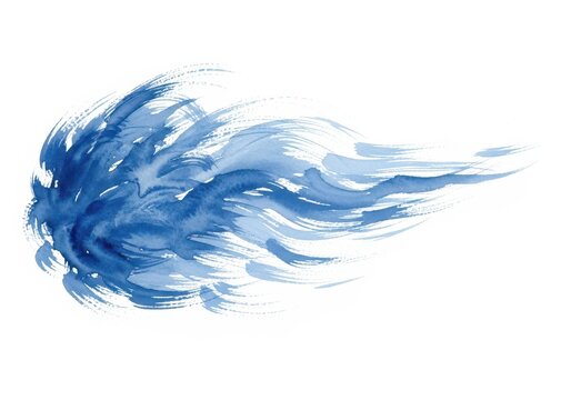 Blue watercolor brushstroke isolated on white background creates a dynamic and fluid design element, perfect for adding artistic flair to projects