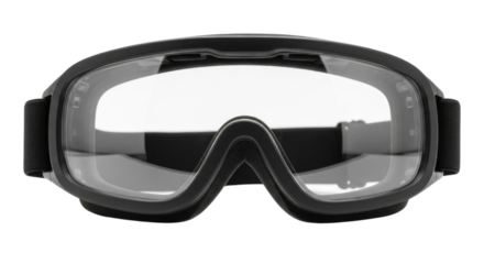 Black ski goggles transparent background cutout png