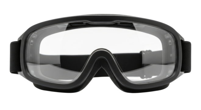 Black ski goggles transparent background cutout png - Powered by Adobe